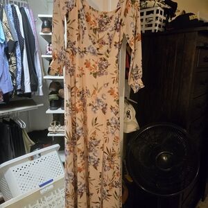 Baltic Born Floral Long Sleeve Dress - Cream and Purple